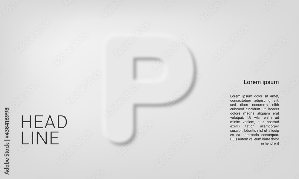 Naklejka premium Neumorphic letter P alphabet layout abc ABC poster template