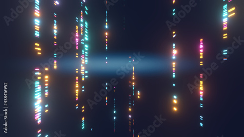 DNA sequencing concept wit colorful strips. 3D render / rendering.