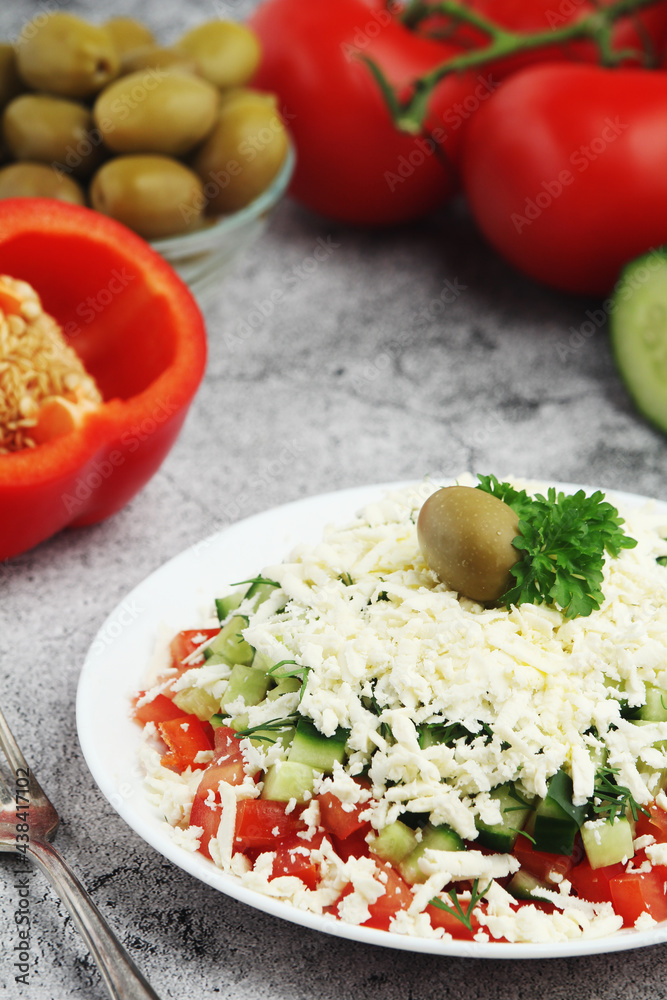 Shopsky salad - national Bulgarian dish Shopsky salad - national Bulgarian dish