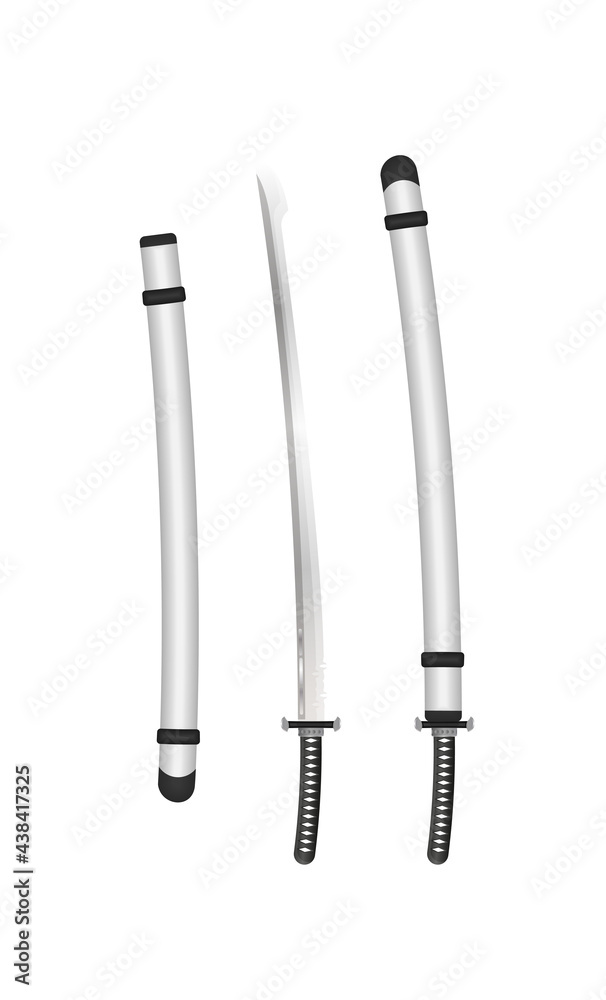 Katana Samurai sword in realistic style. Japanese sword. Vector illustration. Katana Samurai sword in realistic style. Japanese sword. Vector illustration.