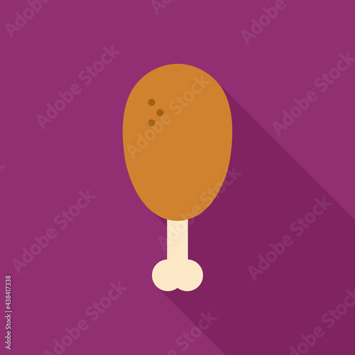 Chicken Leg Vector Icon in Flat Style. Chicken legs are a delicious and easy-to-eat protein to serve with a meal. Vector illustration icon can be used for an app, website, or part of a logo.