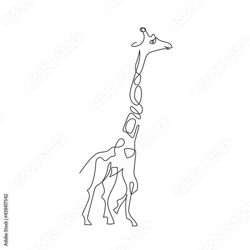 The giraffe is drawn in one line. Minimalistic graphics.