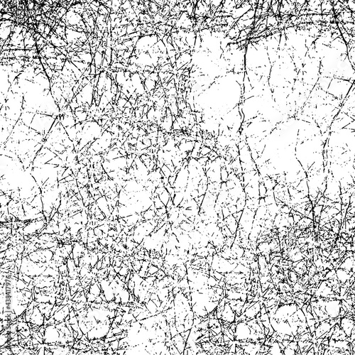 Grunge background black and white. Texture of chips, cracks, scratches, scuffs, dust, dirt. Dark monochrome surface. Old vintage vector pattern