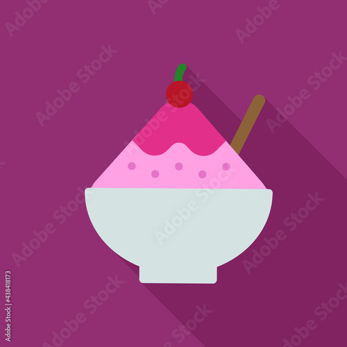 Shaved Ice Vector Icon in Flat Style. Shaved ice is made from finely shaved ice or finely shaved ice and sweet spices or syrup. Vector illustration icon can be used for an app, web, or logo
