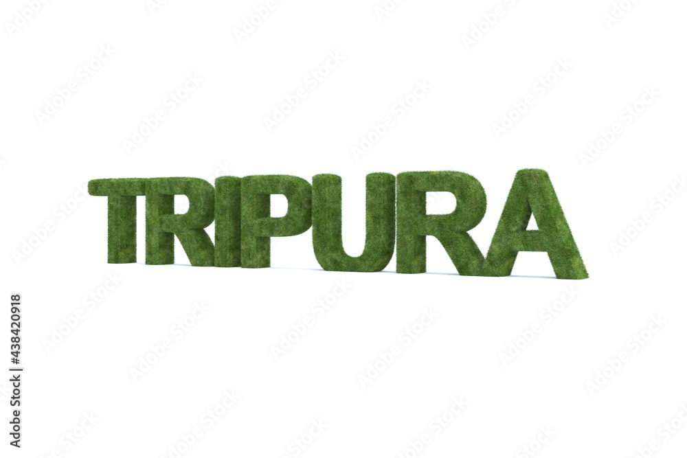 3d rendering of green grass TRIPURA word isolated on white background 3d rendering of green grass TRIPURA word isolated on white background