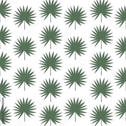Wallpaper Mural Vector tropical seamless pattern with green palm leaves on white background. Torontodigital.ca