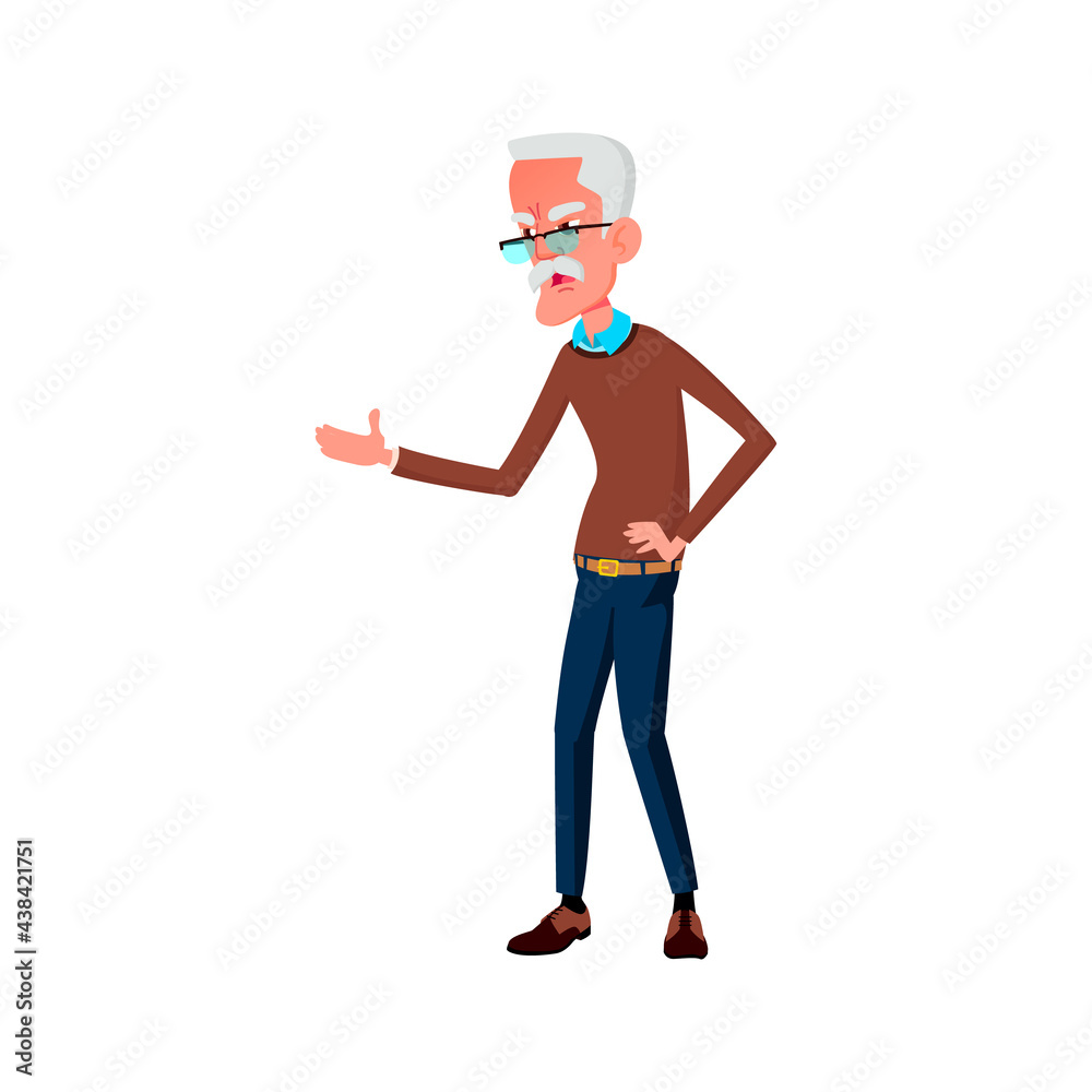 crazy old man shouting at pharmacy store worker cartoon vector. crazy old man shouting at pharmacy store worker character. isolated flat cartoon illustration