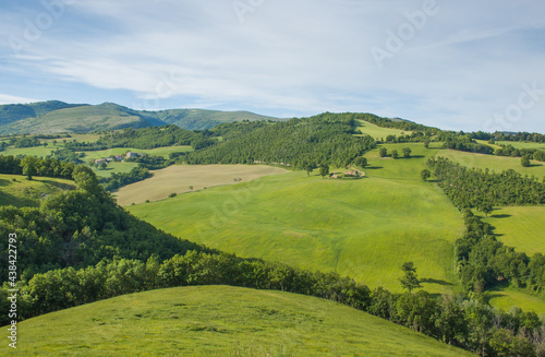 Green hills in the marche region near Fiastra, National park of Monti Sibillini