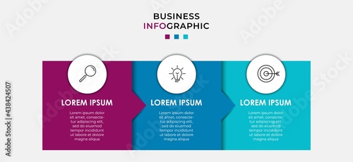 Vector Infographic design business template with icons and 3 options or steps. Can be used for process diagram, presentations, workflow layout, banner, flow chart, info graph