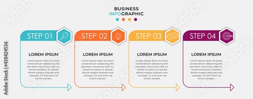 Vector Infographic design business template with icons and 4 options or steps. Can be used for process diagram, presentations, workflow layout, banner, flow chart, info graph