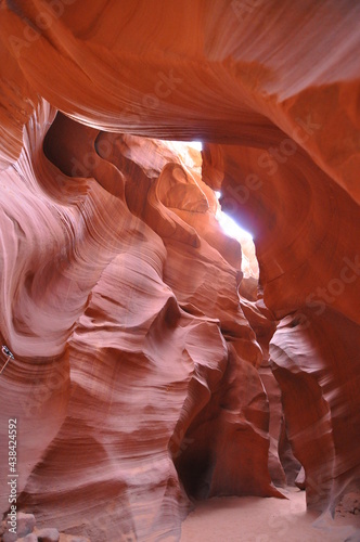 Terrific sandstone caves in Antelope Canyon on a sunny day near the old town of Page at Lake Powell, American Southwest, Arizona, USA