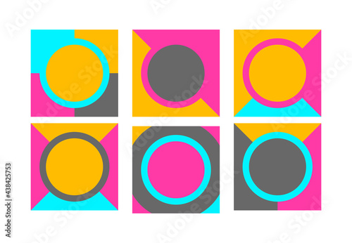Set of geometric posters with empty space for text