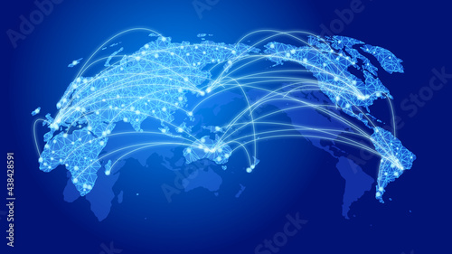 グローバルデジタルネットワークイメージ青色背景 photo