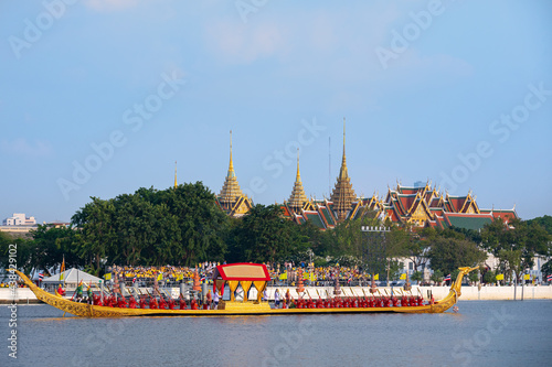 The Royal Barge in Chao Phraya river to be used in the royal coronation ceremony of His Majesty the King of Thailand