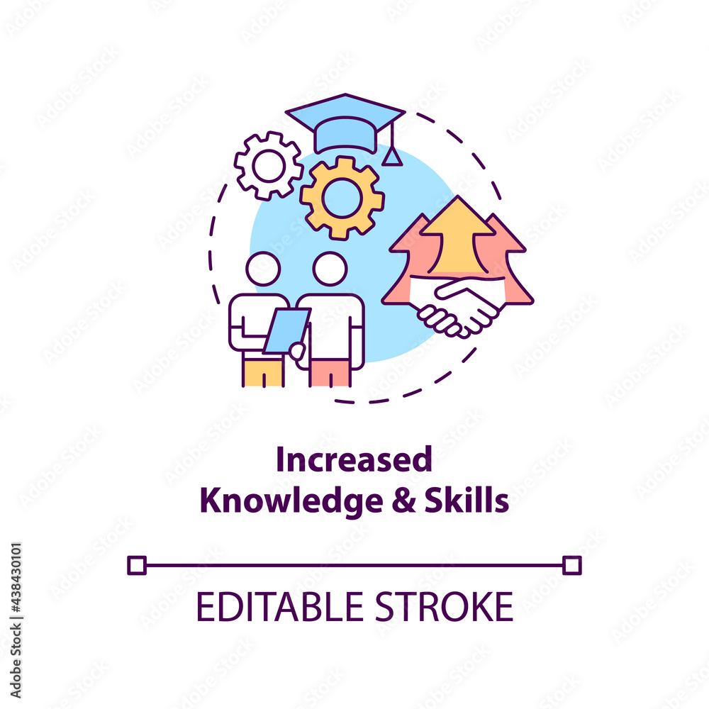 Increased knowledge and skills concept icon. Community development benefit abstract idea thin line illustration. Problem-solving abilities. Vector isolated outline color drawing. Editable stroke