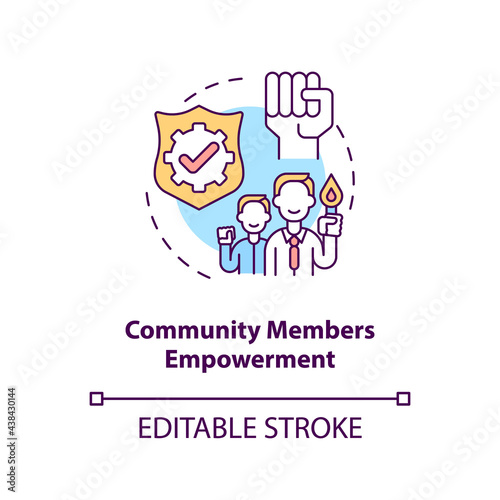 Community members empowerment concept icon. Developing civic engagement skills abstract idea thin line illustration. Working toward goal. Vector isolated outline color drawing. Editable stroke