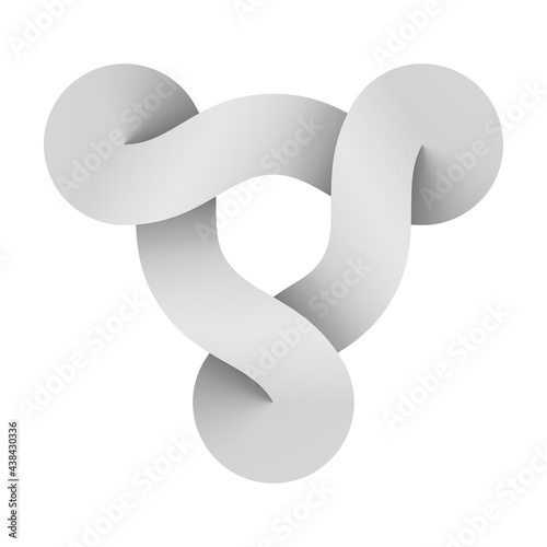 Triquetra knot sign made of three connected disks. Modern stylization of ram head symbol.