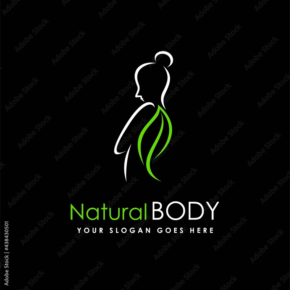 Natural body logo, women figure vector