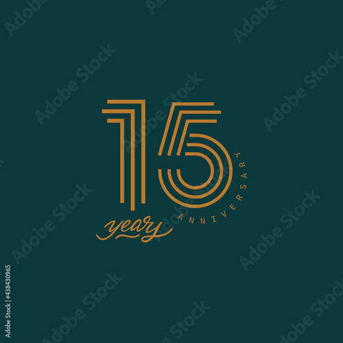 15 years anniversary pictogram vector icon, 15th year birthday logo label.