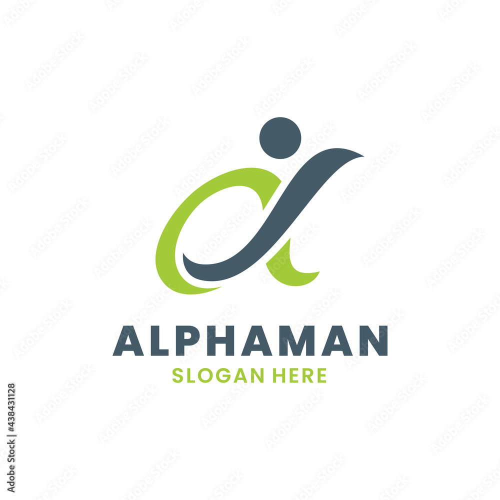 Alpha logo with human vector illustration. Creative growth logo, marketing, success and health concept. Alpha logo with human vector illustration. Creative growth logo, marketing, success and health concept.