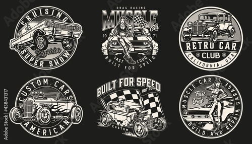 Custom cars vintage prints