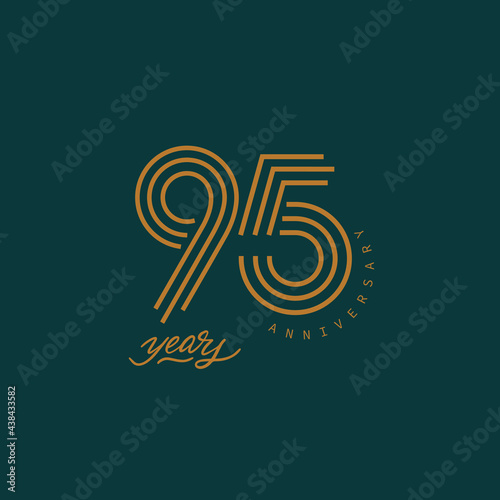 95 years anniversary pictogram vector icon, 95th year birthday logo label.