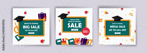 Back to school. Back to school sale. Banner vector for social media ads, web ads, postcard, card, business messages, discount flyers and big sale banners.