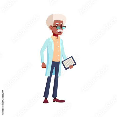 elderly man doctor checking patient health in clinic cabinet cartoon vector. elderly man doctor checking patient health in clinic cabinet character. isolated flat cartoon illustration
