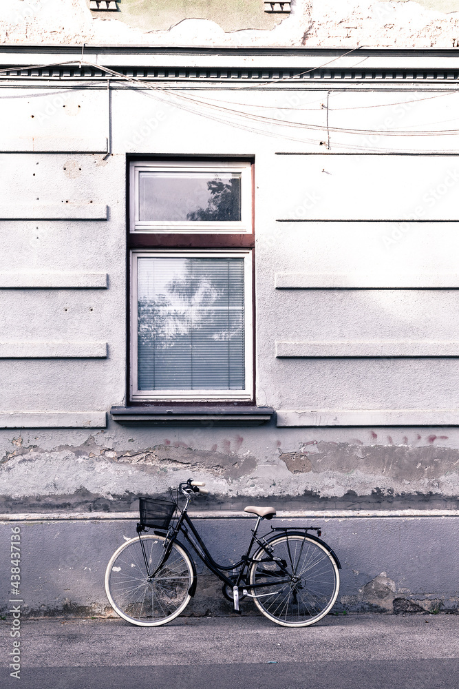 Bicycle on the street of European city. Travel aesthetics. Stylish wallpaper. Slovenia. Ljubljana Bicycle on the street of European city. Travel aesthetics. Stylish wallpaper. Slovenia. Ljubljana