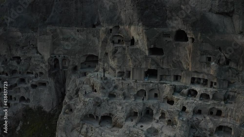 Aerial shot of Vardzia in Georgia 4k