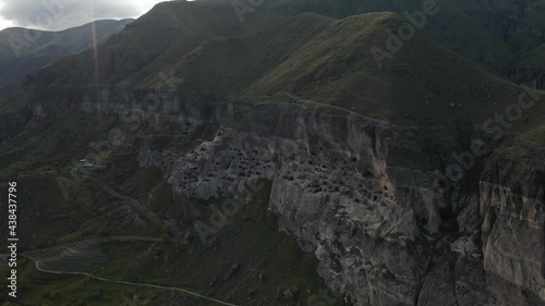 Aerial shot of Vardzia in Georgia 4k