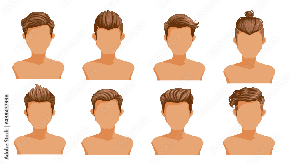Men hair. Set of men cartoon hairstyles. Collection of fashionable stylish   illustration isolated on white background. Stock Vector |  Adobe Stock