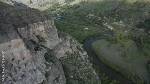 Aerial shot of Vardzia in Georgia 4k