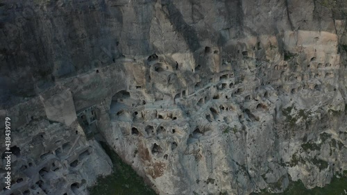 Aerial shot of Vardzia in Georgia 4k photo