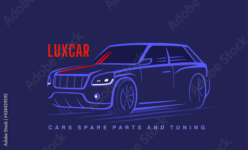 Suv car logo on dark background. Vector
