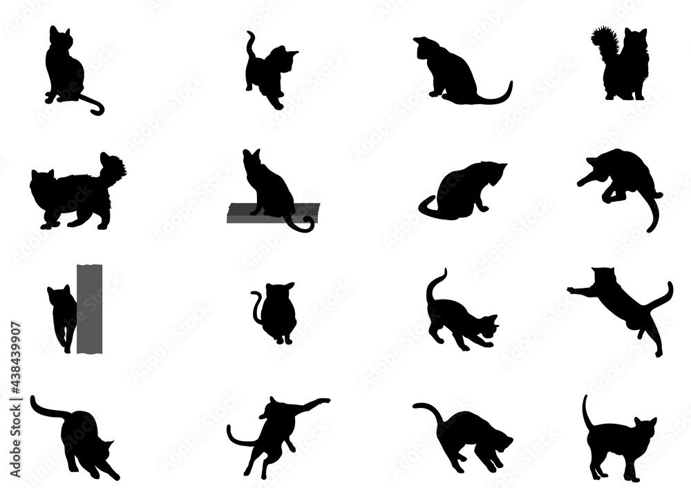 Set of Vector Cat Silhouettes