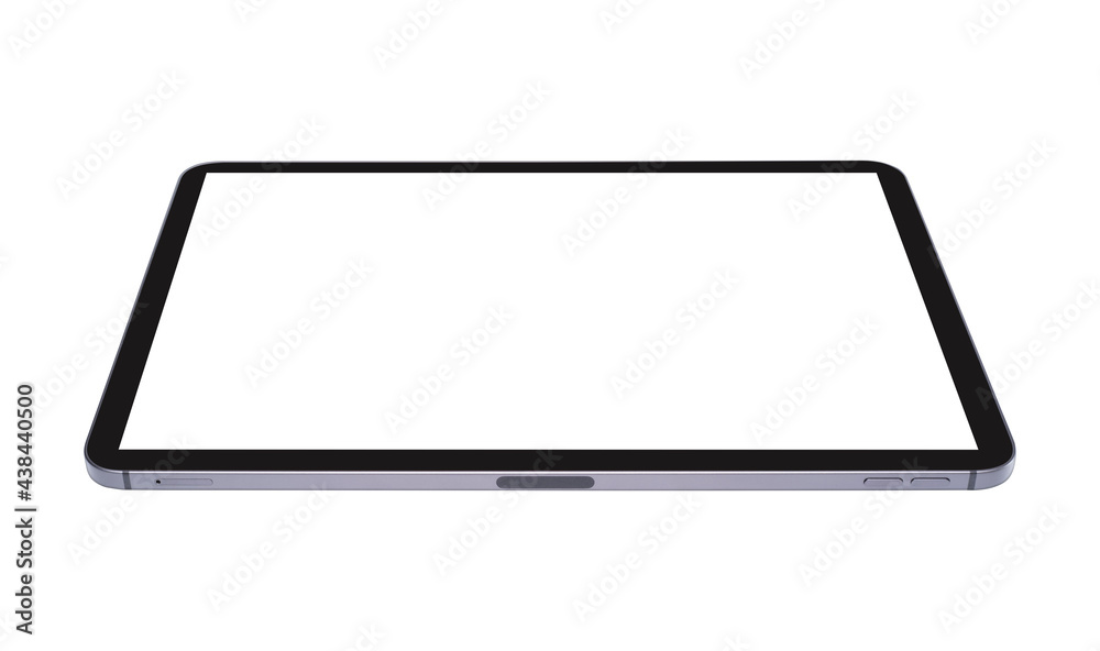 flat lay, blank screen of new model tablet , side view isolated on white background flat lay, blank screen of new model tablet , side view isolated on white background