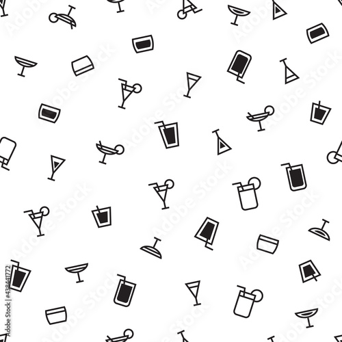 Seamless pattern of monochrome minimalistic cocktail alcoholic drinks in flat style. ready to use for cloth, textile, wrap and other.