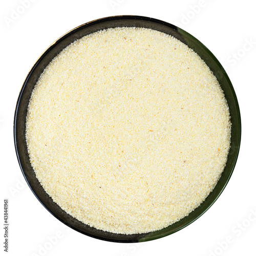soft wheat manna groats in round bowl isolated