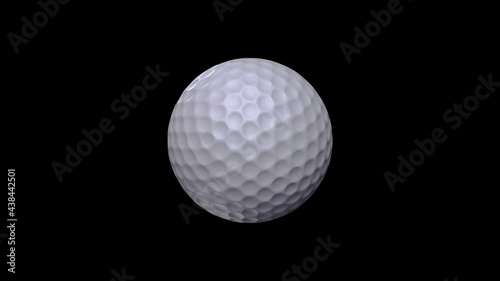 3d render Golf ball spinning in loop animation on a black background
