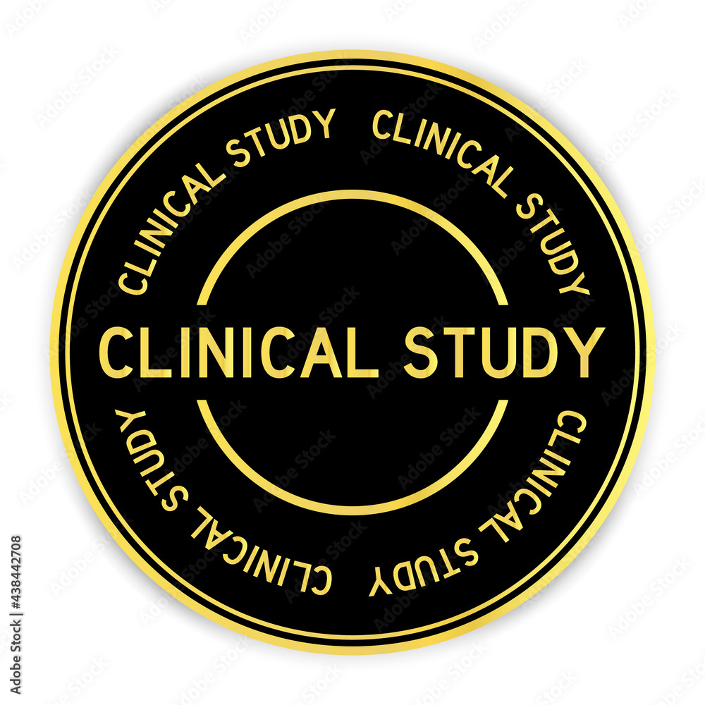 Black and gold color round label sticker with word clinical study on white background Black and gold color round label sticker with word clinical study on white background