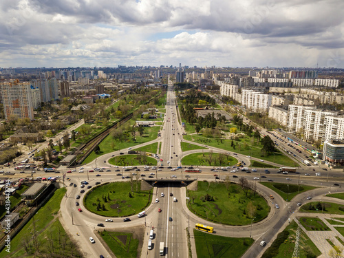 Bridge intersection. Aerial drone view. © Sergey