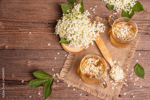 Elderberry flower tea. Refreshing summer drink, healthy lifestyle concept