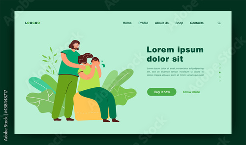 Woman comforting crying friend and touching her shoulders. Girl suffering from anxiety, loneliness, trying to cope with depression or loss. For support, empathy, compassion, stress concept