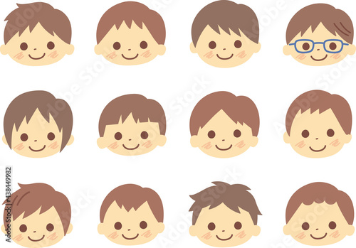 いろいろな男の子の顔のイラスト