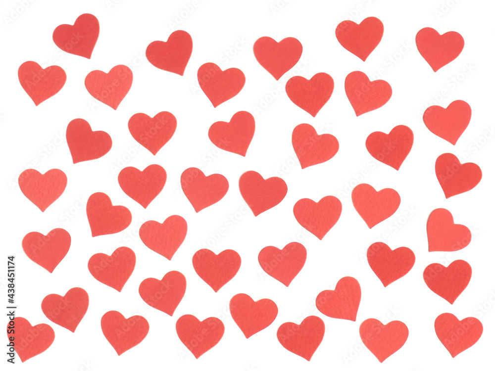 Pattern from red hearts on a white background