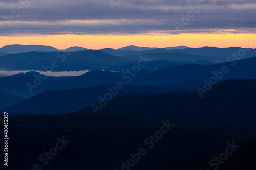 Blue Ridge Mountains sunrise overlook.