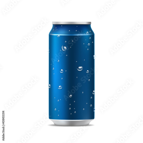 Blue aluminum can for beer, lager, ale and alcohol drink  or non-alcoholic beverage product.
