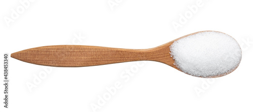 extract of stevia plant in wood spoon isolated photo