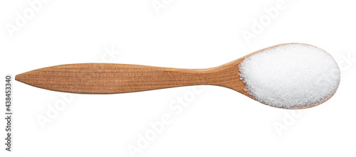 Foto extract of stevia plant in wood spoon isolated